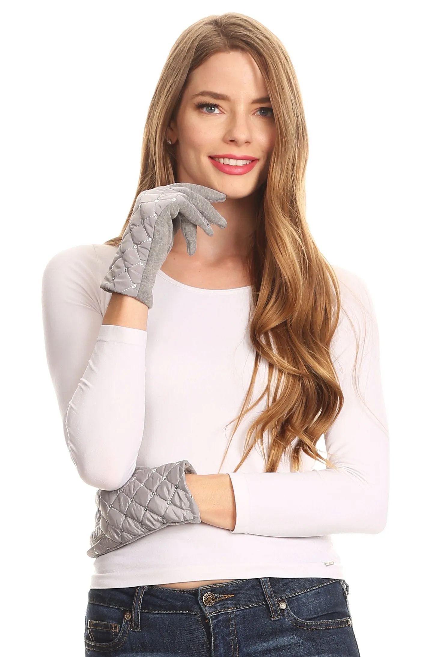 Sakkas Emie Quilted and Lace Super Soft Warm Driving Gloves Touch Screen Capable