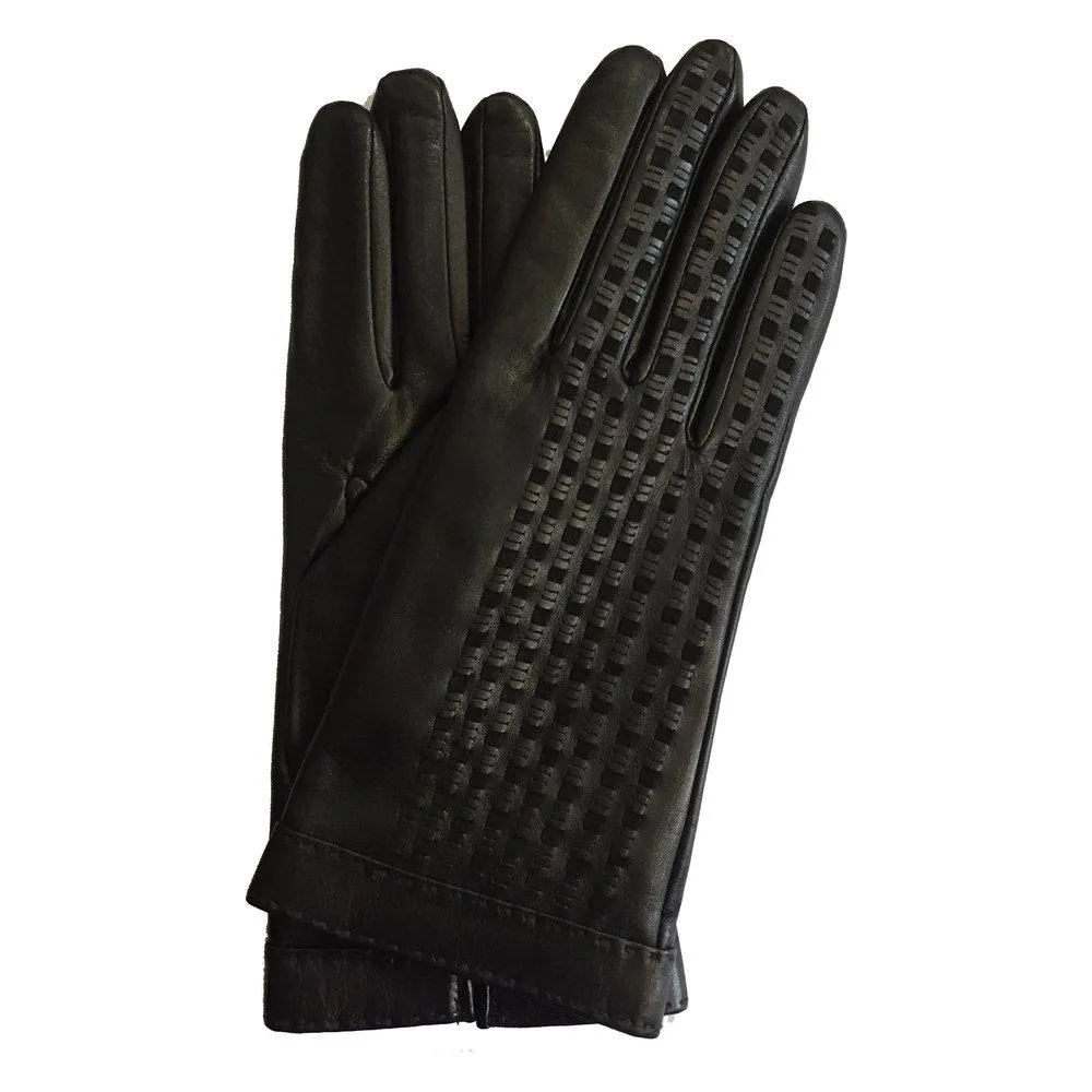 Sorcha - Women's Cashmere Lined Leather Woven Gloves