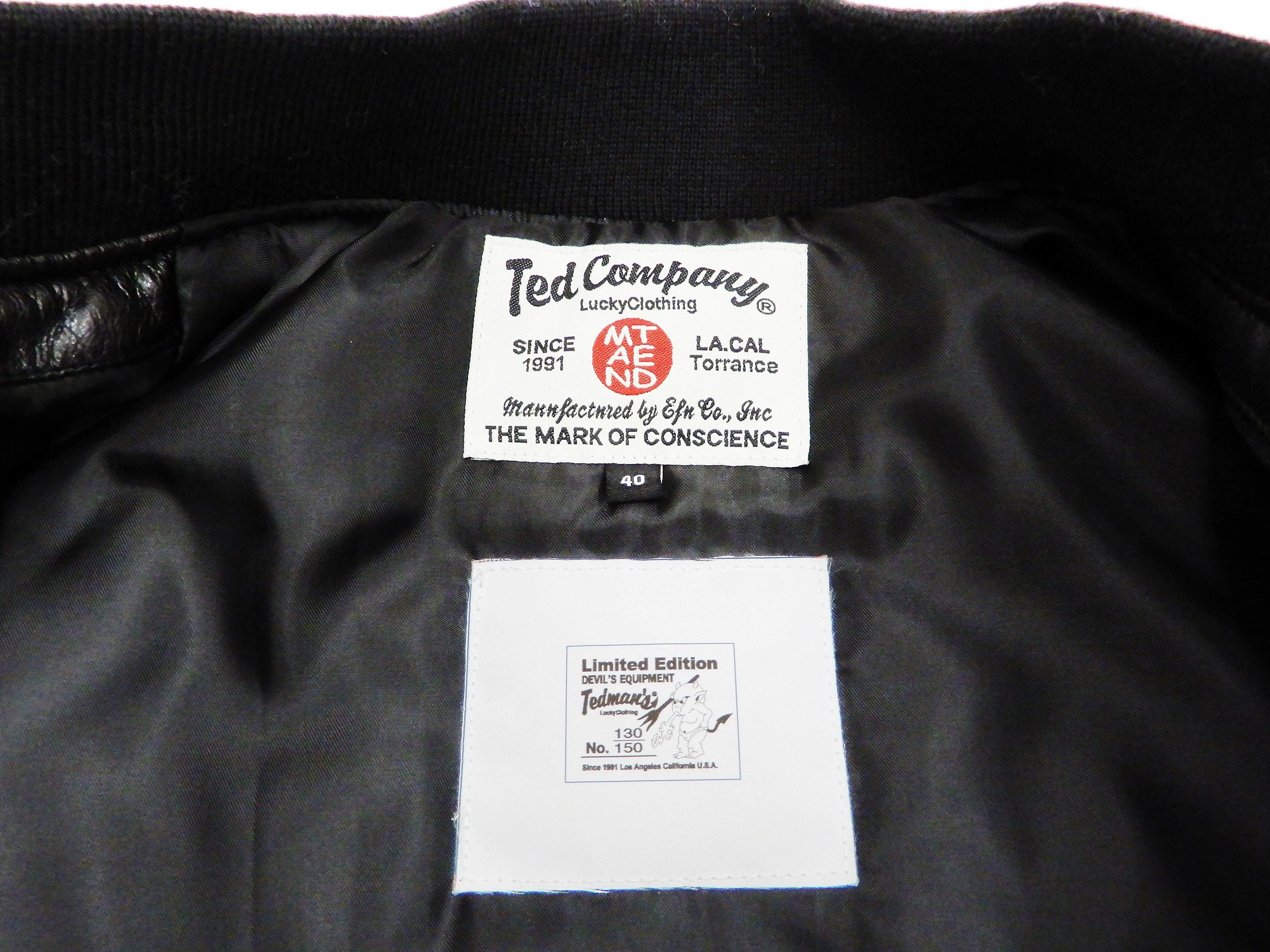 Tedman MA-1 Leather Jacket Men's Genuine Lambskin Custom Bomber MA1 TMAL-540 Black