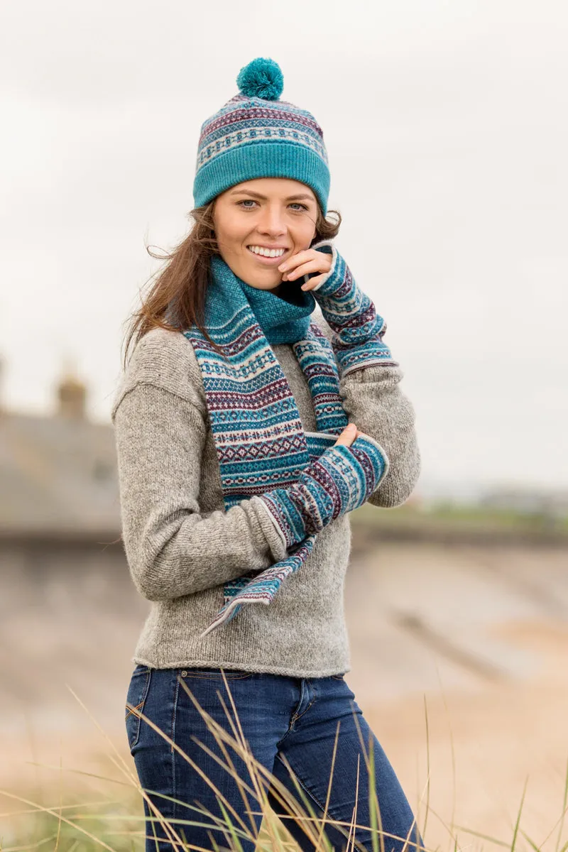 Tweed Fair isle scarf - Teal