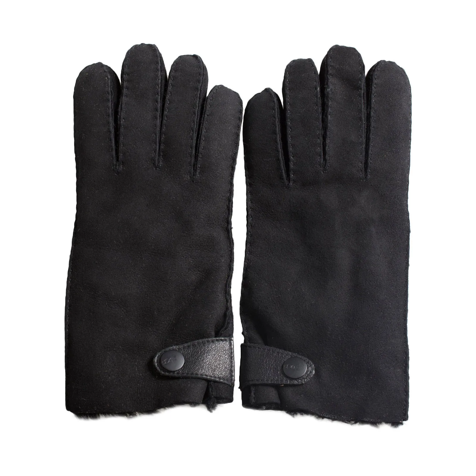 UGG Sheepskin Snap Tab Black Gloves - Men's