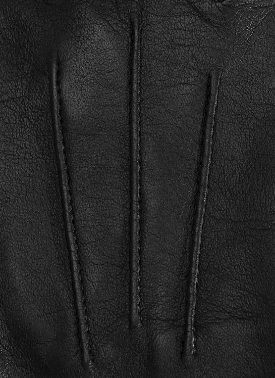 Women's Touchscreen Three-Point Silk-Lined Leather Gloves with Buttons